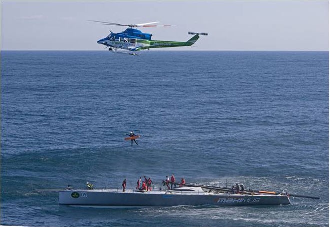 Southcare was involved in the recovery of injured crew when Maximus was dismasted during the 2006 Rolex Sydney Hobart © CYCA . http://www.cyca.com.au